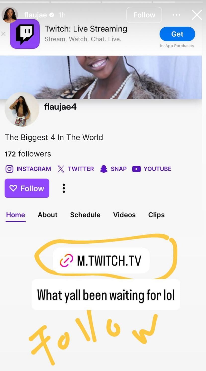 LSU’s Flau’jae Johnson invites fans to follow her newest venture on $45 billion worth streaming giant - Image source: Instagram/flaujae
